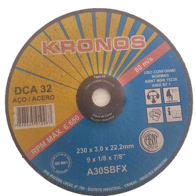 Disco de Corte com Depressão 9" - 230x3x22,2mm - Kronos