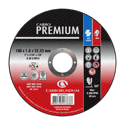 Disco de Corte 7" - 180x1,6x22,2mm - Carborundum Premium