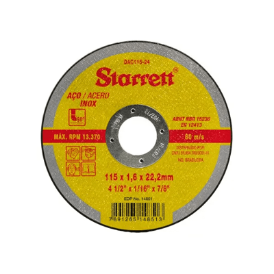 Disco de Corte 4.1/2" -115x1,6x22,2mm - Starrett