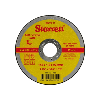 Disco de Corte 4.1/2" - 115x1,0x22,2mm - Starrett