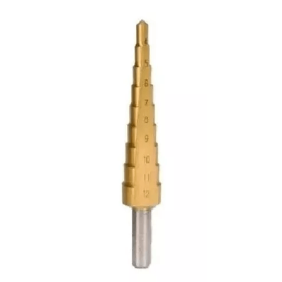 Broca Escalonada com Tratamento de Titânio em Aço Rápido - 4 a 12mm - Rocast