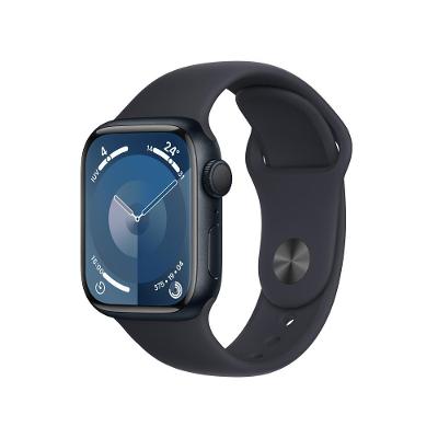 Apple Watch Series 9 GPS • Caixa meia-noite de alumínio – 41 mm • Pulseira esportiva meia-noite – P/M