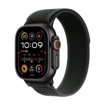 Apple Watch Ultra 2 GPS + Cellular • Caixa preta de titânio de 49 mm • Pulseira loop Trail preta – M/G