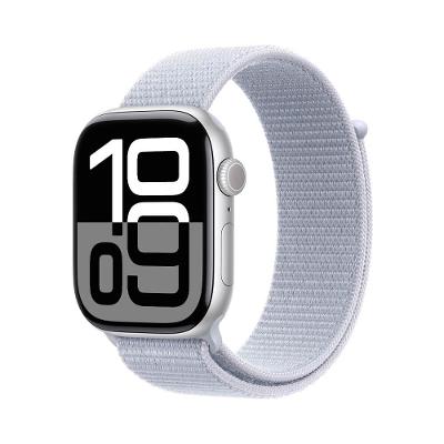Apple Watch Series 10 GPS • Caixa prateada de alumínio – 46 mm • Pulseira loop esportiva nuvem azul