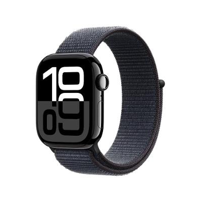 Apple Watch Series 10 GPS • Caixa preta brilhante de alumínio – 42 mm • Pulseira loop esportiva tinto