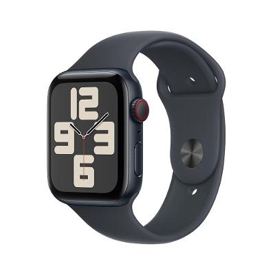 Apple Watch SE GPS + Cellular • Caixa meia-noite de alumínio – 44 mm • Pulseira esportiva meia-noite – M/G