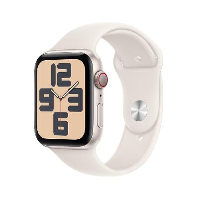 Apple Watch SE GPS + Cellular • Caixa estelar de alumínio – 44 mm • Pulseira esportiva estelar – P/M