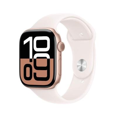 Apple Watch Series 10 GPS + Cellular • Caixa cor de ouro rosa de alumínio – 46 mm • Pulseira esportiva blush-clara – P/M