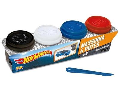Massinha Hot Wheels 4 Potes 50g - Fun