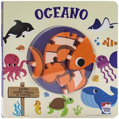 Livro Quebra-cabeça de madeira: Oceano - Happy Books