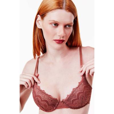 Sutiã Push Up Renda Mocha Mousse