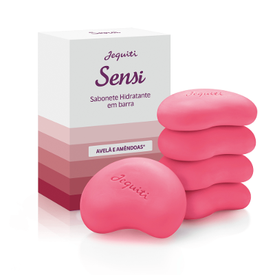 Estojo Sabonete Hidratante Em Barra Sensi Avelã e Amêndoas, 5 x 80g
