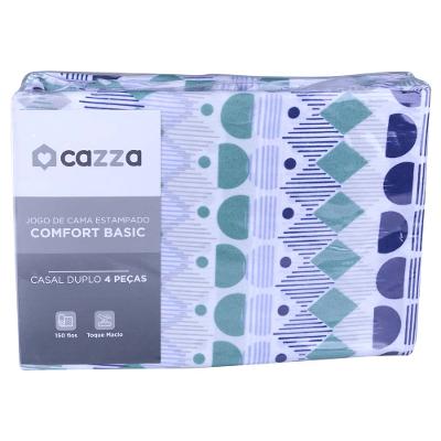 Jogo de Cama Casal Cazza Microfibra Geométrico Duplo 4 Peças - Item Sortido