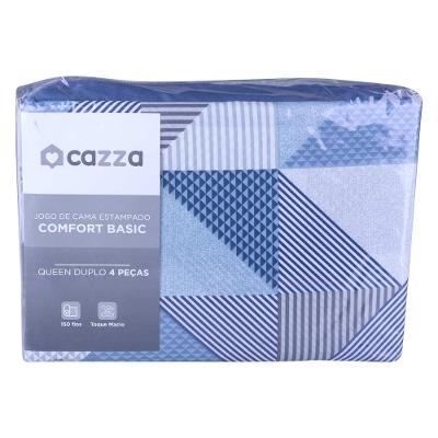 Jogo de Cama Queen Cazza Microfibra Geométrico Duplo 4 Peças - Item Sortido