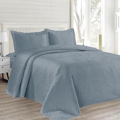 Kit Colcha Casal Boutis Mf Cazza Organic com 3 Peças Azul 210x230cm