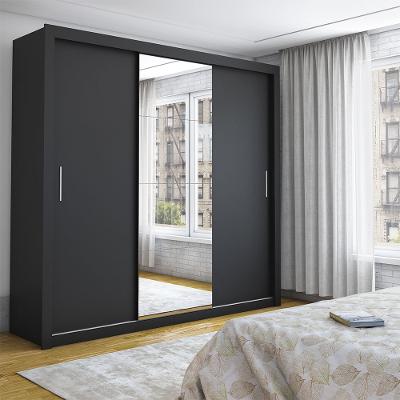Guarda Roupa Isabela Casal 3 Portas de Correr Com Espelho Luxo Carioca Móveis