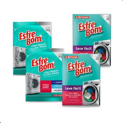 Kit 2 Limpa Máquinas de Lavar + 2 Lenços Antimanchas EsfreBom