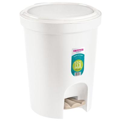 Lixeira Plástica Redonda com Pedal Branca 13,5L Casablanca Sanremo