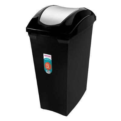 Lixeira Plástica com Tampa Basculante Preta 15L Sanremo