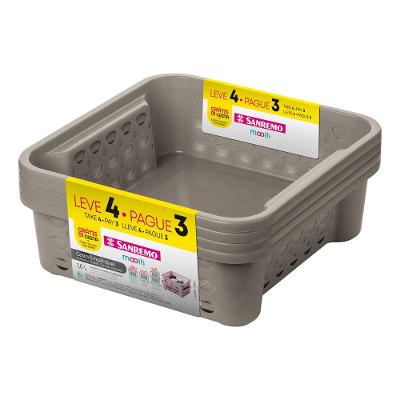 Cesta Empilhável Plástico Castor 1,6L Moolti Sanremo Leve 4 Pague 3
