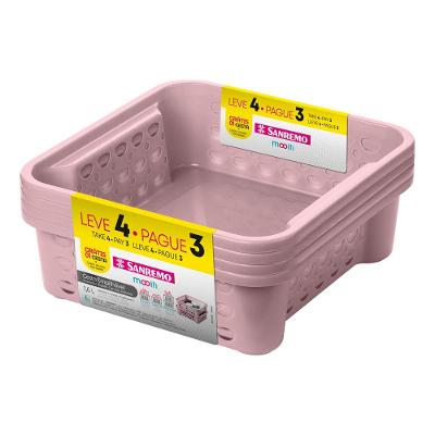 Cesta Empilhável Plástico Rosa 1,6L Moolti Sanremo Leve 4 Pague 3