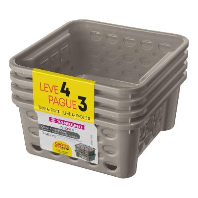 Cesta Empilhável Plástico Castor 746ml Moolti Sanremo Leve 4 Pague 3