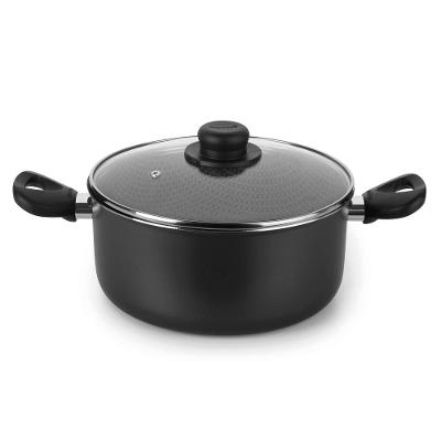 Caçarola Antiaderente Ultra em Alumínio com Tampa de Vidro Preta Gourmet Multiflon 20cm