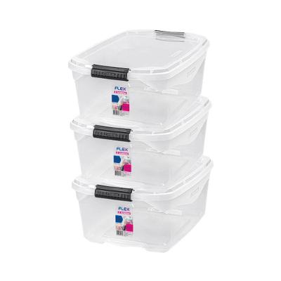 Kit Caixa Organizadora Transparente 20L Flex 3 Peças Sanremo