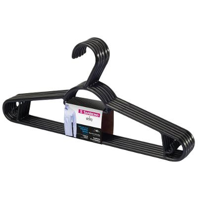 Cabide Plástico Adulto Pendura Mais 40cm Preto Easy Sanremo 5 Unidades