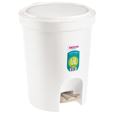 Lixeira Plástica Redonda com Pedal Branca 6,6L Sanremo