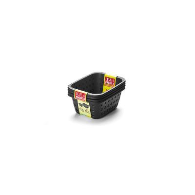 Kit Cesto Organizador Plástico com Furação Preto 1,4L Log Ordene Leve 4 Pague 3