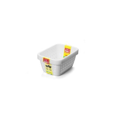 Kit Cesto Organizador Plástico com Furação Branco 3L Log Ordene Leve 4 Pague 3