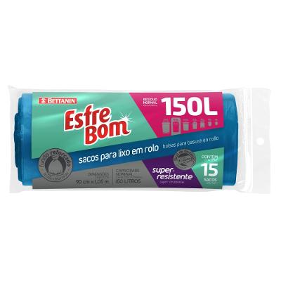 EsfreBom Sacos para Lixo Rolo 150L Fundo Reforçado 15un