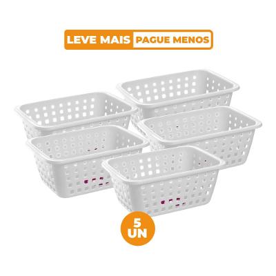 Kit Cesto Organizador com Furação Branco 5,2L 5 unidades Log Ordene