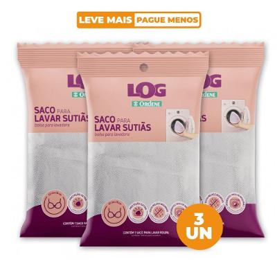 Kit Saco para Lavar Roupa Delicada Sutiã 3 unidades Log Ordene