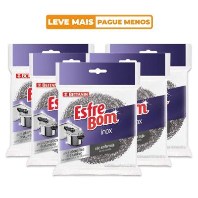 Kit Esponja de Aço Inox para Alumínio com 5 unidades EsfreBom