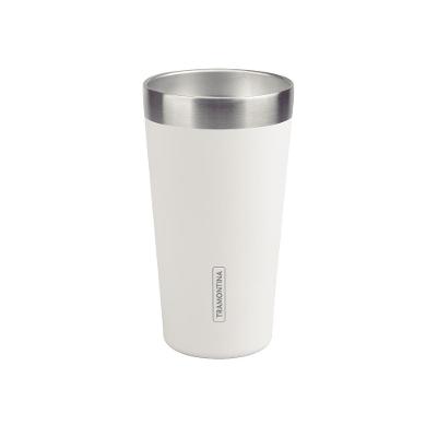 Copo Térmico Tramontina Exata em Aço Inox Branco sem Tampa 420 ml