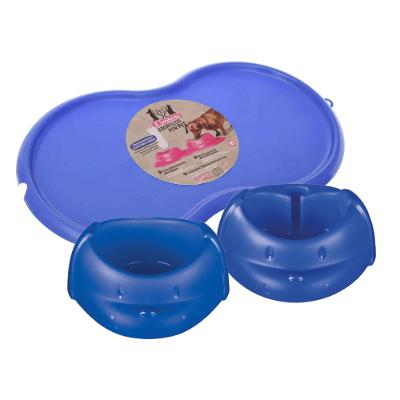 Kit Comedouro, Bebedouro e Bandeja Cães Azul Sanremo