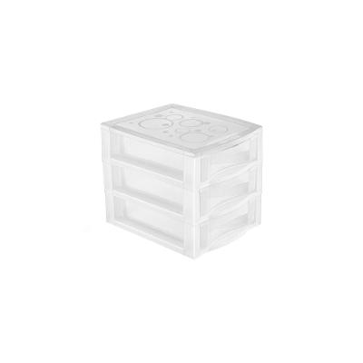 Gaveteiro de Mesa Plástico Pequeno com 3 Gavetas Cristal Bel Ordene