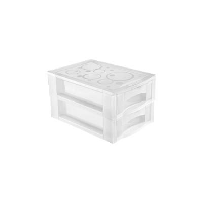 Gaveteiro de Mesa Plástico M com 2 Gavetas Cristal Ordene