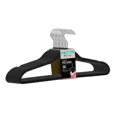 Cabide de Veludo Preto 42cm My Closet Ordene 10 Unidades