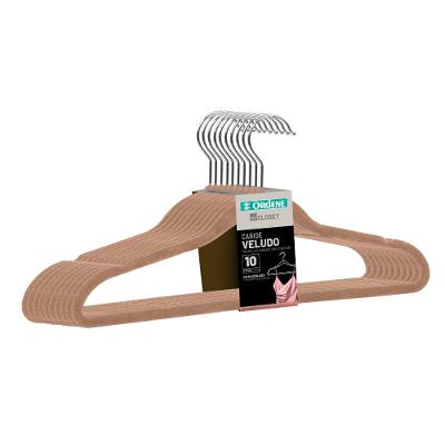 Cabide de Veludo Bege 42cm My Closet Ordene 10 Unidades