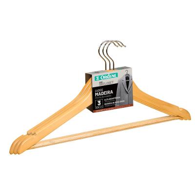 Cabide de Madeira 44,5cm My Closet Ordene 3 Unidades