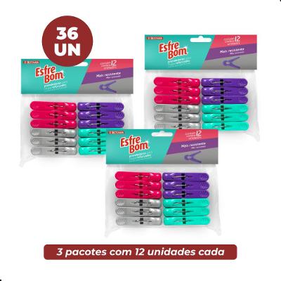Kit Prendedor de Roupa Reforçado Plástico EsfreBom 36 Unidades