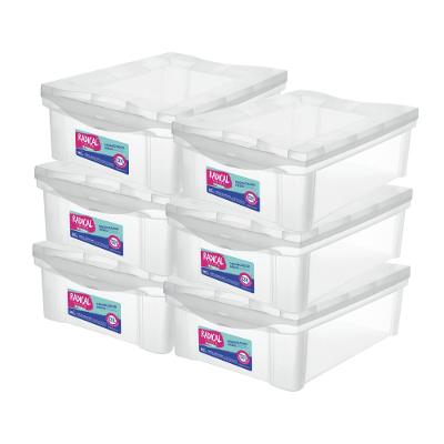 Kit Caixa Organizadora Cristal 13,5L Ordene 6un