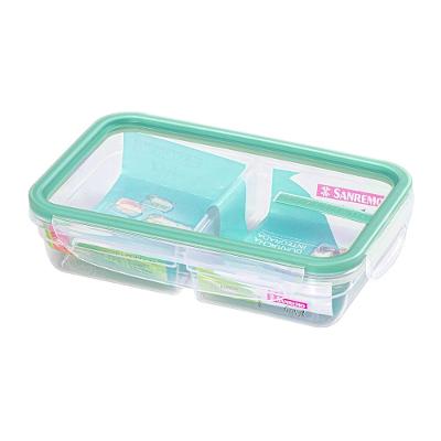Pote Plástico com Travas Hermético com Divisória Verde Menta 730ml Freshy Sanremo