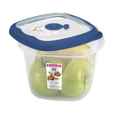 Pote Plástico Quadrado Hermético Azul 1,6L Flor Sanremo