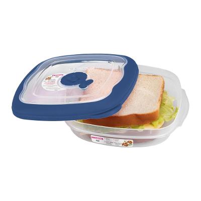 Pote Sanduíche Plástico Quadrado Hermético Azul 664ml Flor Sanremo