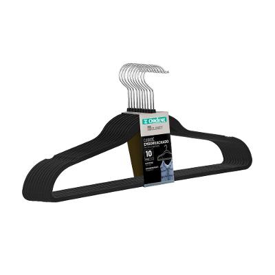 Cabide Emborrachado Preto 40,5cm My Closet Ordene 10 Unidades