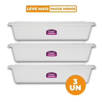 Kit 3 Travessas Retangulares Plásticas Branca 9,85L Sanremo